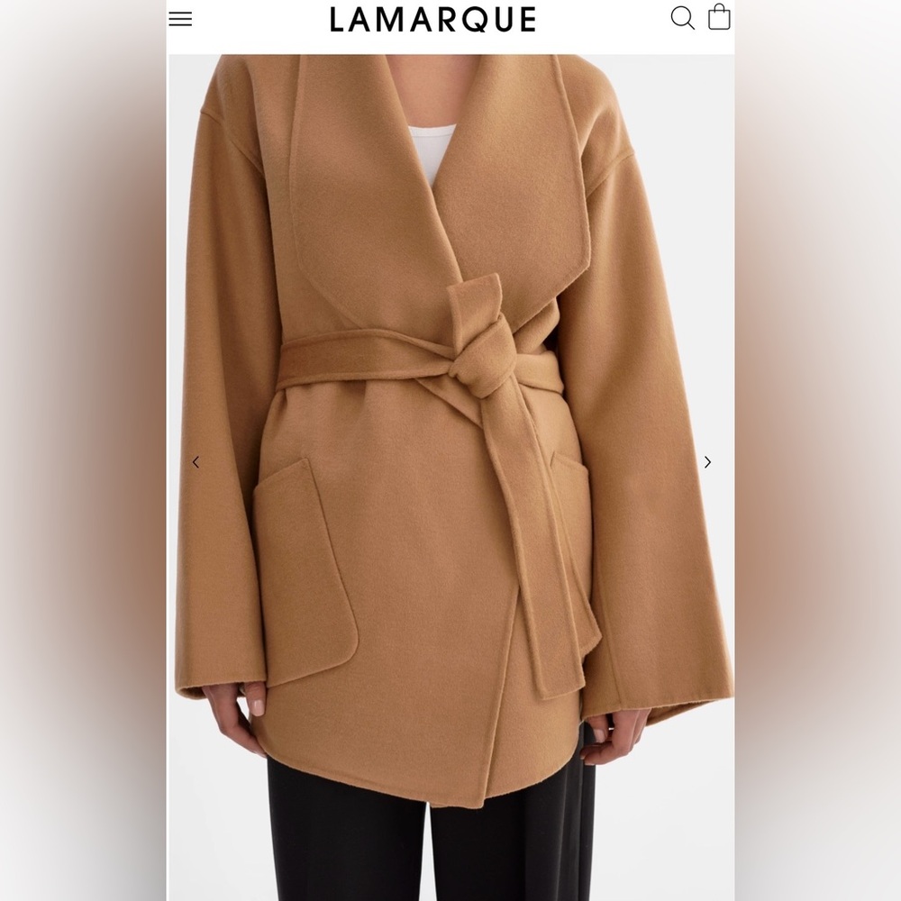 LAMARQUE Camel Wool Trench Coat, sz. XXS.